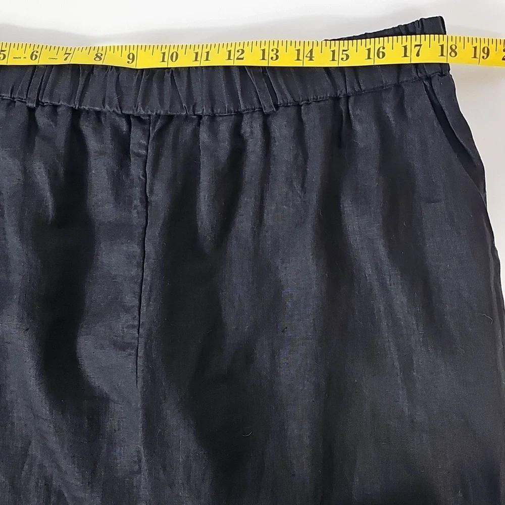 Quince 100% European Linen Wide Leg Pull On Pants Black XL Relaxed Coastal